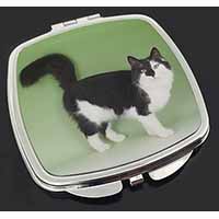 Black+White Norwegian Forest Cat Make-Up Compact Mirror