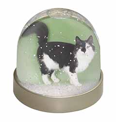 Black+White Norwegian Forest Cat Snow Globe Photo Waterball