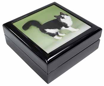 Black+White Norwegian Forest Cat Keepsake/Jewellery Box