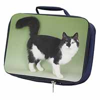 Black+White Norwegian Forest Cat Navy Insulated School Lunch Box/Picnic Bag