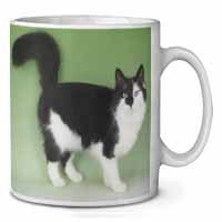 Black+White Norwegian Forest Cat Ceramic 10oz Coffee Mug/Tea Cup