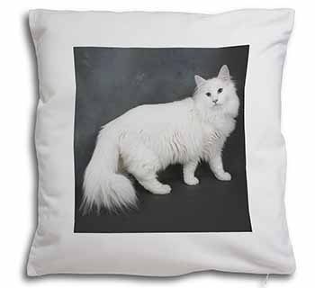 White Norwegian Forest Cat Soft White Velvet Feel Scatter Cushion