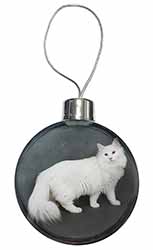 White Norwegian Forest Cat Christmas Bauble