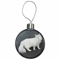 White Norwegian Forest Cat Christmas Bauble