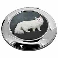 White Norwegian Forest Cat Make-Up Round Compact Mirror