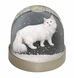 White Norwegian Forest Cat Snow Globe Photo Waterball