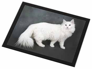 White Norwegian Forest Cat Black Rim High Quality Glass Placemat