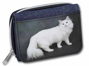 White Norwegian Forest Cat Unisex Denim Purse Wallet