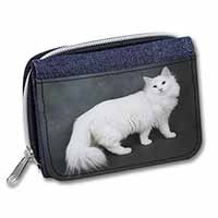 White Norwegian Forest Cat Unisex Denim Purse Wallet