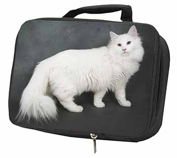 White Norwegian Forest Cat Black Insulated School Lunch Box/Picnic Bag