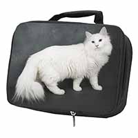 White Norwegian Forest Cat Black Insulated School Lunch Box/Picnic Bag