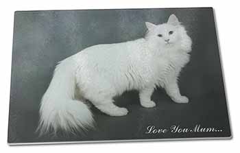 Large Glass Cutting Chopping Board White Cat 