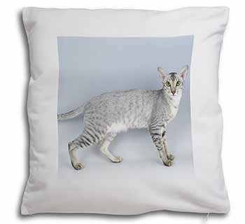 Oriental Black+Silver Cat Soft White Velvet Feel Scatter Cushion