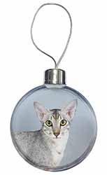 Oriental Black+Silver Cat Christmas Bauble