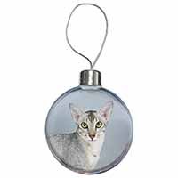 Oriental Black+Silver Cat Christmas Bauble