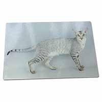Large Glass Cutting Chopping Board Oriental Black+Silver Cat