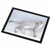 Oriental Black+Silver Cat Black Rim High Quality Glass Placemat