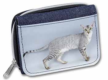 Oriental Black+Silver Cat Unisex Denim Purse Wallet