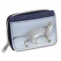 Oriental Black+Silver Cat Unisex Denim Purse Wallet