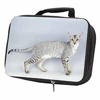 Oriental Black+Silver Cat Black Insulated School Lunch Box/Picnic Bag