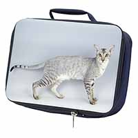 Oriental Black+Silver Cat Navy Insulated School Lunch Box/Picnic Bag