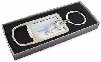 Oriental Black+Silver Cat Chrome Metal Bottle Opener Keyring in Box