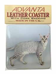 Oriental Black+Silver Cat Single Leather Photo Coaster