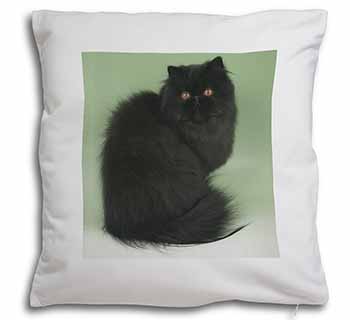 Black Persian Cat Soft White Velvet Feel Scatter Cushion