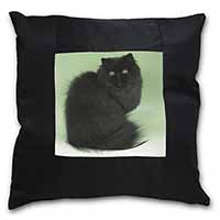 Black Persian Cat Black Satin Feel Scatter Cushion