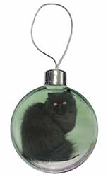 Black Persian Cat Christmas Bauble
