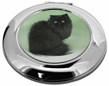 Black Persian Cat Make-Up Round Compact Mirror
