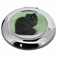 Black Persian Cat Make-Up Round Compact Mirror