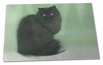 Large Glass Cutting Chopping Board Black Persian Cat
