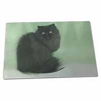 Large Glass Cutting Chopping Board Black Persian Cat