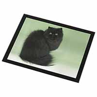 Black Persian Cat Black Rim High Quality Glass Placemat