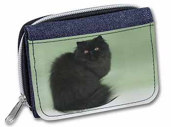 Black Persian Cat Unisex Denim Purse Wallet
