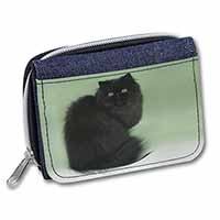 Black Persian Cat Unisex Denim Purse Wallet