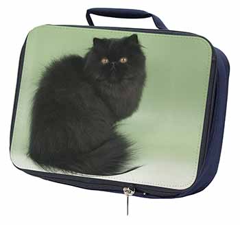 Black Persian Cat Navy Insulated School Lunch Box/Picnic Bag