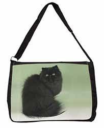 Black Persian Cat Large Black Laptop Shoulder Bag School/College