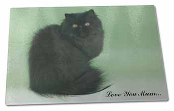 Large Glass Cutting Chopping Board Black Persian Cat 