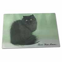 Large Glass Cutting Chopping Board Black Persian Cat 