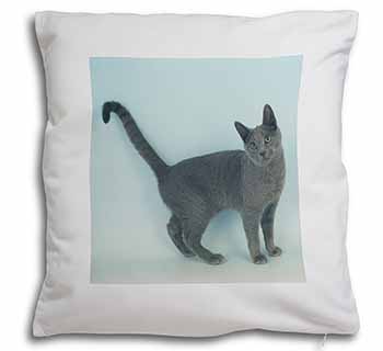 Russian Blue Cat Soft White Velvet Feel Scatter Cushion