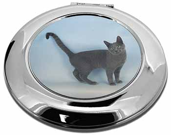 Russian Blue Cat Make-Up Round Compact Mirror