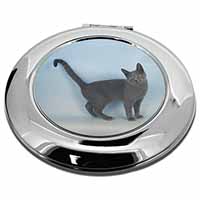 Russian Blue Cat Make-Up Round Compact Mirror