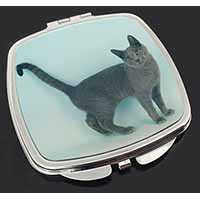 Russian Blue Cat Make-Up Compact Mirror