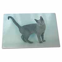 Large Glass Cutting Chopping Board Russian Blue Cat