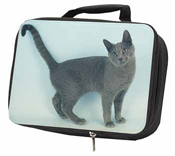 Russian Blue Cat Black Insulated School Lunch Box/Picnic Bag