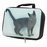 Russian Blue Cat Black Insulated School Lunch Box/Picnic Bag