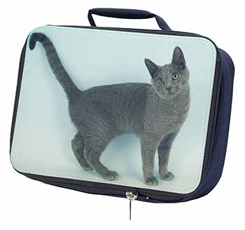 Russian Blue Cat Navy Insulated School Lunch Box/Picnic Bag