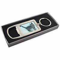 Russian Blue Cat Chrome Metal Bottle Opener Keyring in Box